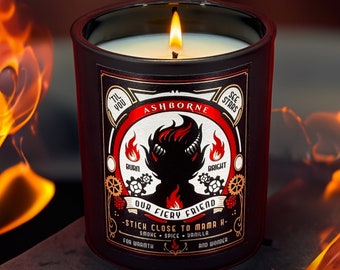 Our Fiery Friend - Karlach Inspired Scented Candle - Smoke, Vanilla, Spice
