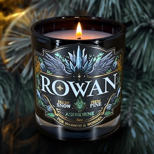 Rowan - 8oz Scented Candle - Pine, Snow, Citrus, Tonka