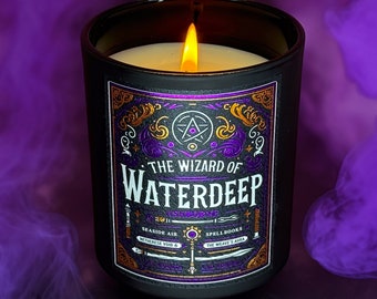 The Wizard of Waterdeep - Gale Inspired Scented Candle - Seaside Air, Spellbooks, Enchanted Oak, Lavender
