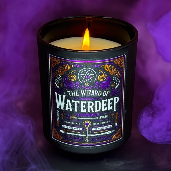The Wizard of Waterdeep - Gale Inspired Scented Candle - Seaside Air, Spellbooks, Enchanted Oak, Lavender