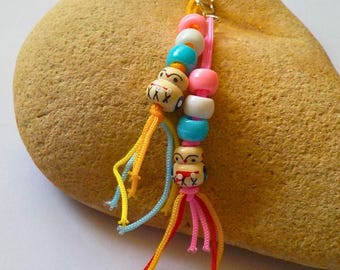 Pendientes largos de madera para muñecas, amuletos de la suerte, hechos de hilo de nailon multicolor personalizable.