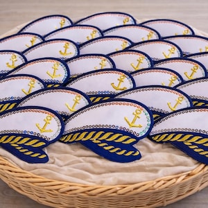 Iron-on patch, embroidered patch, captain's cap, marine style, maritime world, nautical badge, boat, sea, customization, sewing