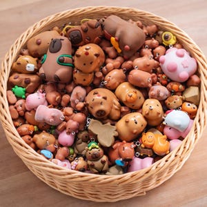 Kawaii Capybara Charm Set – DIY Resin Figurines, Keychains, Planners – 12 to 30 pcs