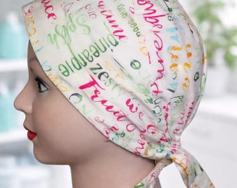 100% cotton nurse's cap, thick hair scrub cap, covering, fruit text, dentist scrub cap, gift block for everyone, unisex, original