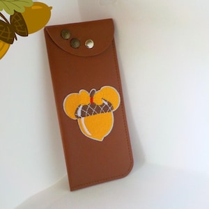 Etui lunettes de soleil en simili cuir gland automne patch pochette à crayons studs minimaliste glasses case women pencils case