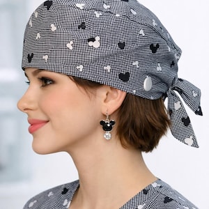 Calot mixte souris  bonnet de gommage calot de bloc calot de nurse  infirmier coton noir blanc