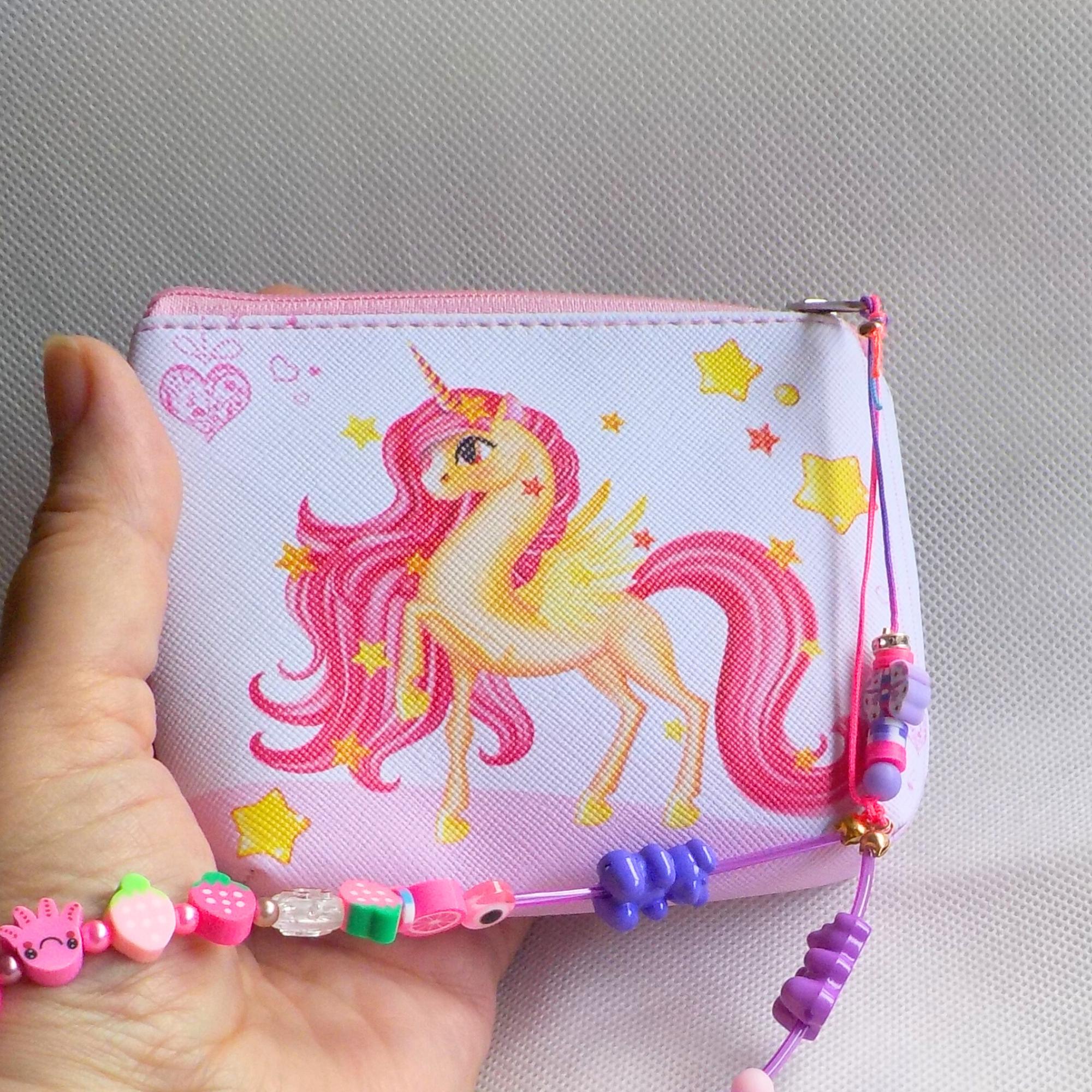 Monedero de unicornio con correa pulsera cuentas de polimero accesorio de bolso de unicornio cuentas heishi coloridas estrella de corazon original Etsy Espana