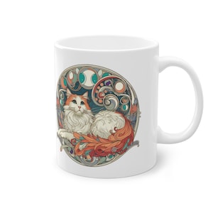 Coffee Mug Tea Mug White Ceramic Cup Cat Lover Gift Idea Present Decor Kitchenware Drinkware Beautiful Animal Design 11oz Turkish Van Cat