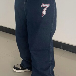 Vintage Baggy Jeans 7 Dice Replica Style Skate Pants zdjęcie 3