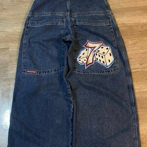 Vintage Baggy Jeans 7 Dice Replica Style Skate Pants zdjęcie 1