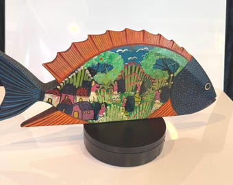 Vintage Handpainted folk art fish #1