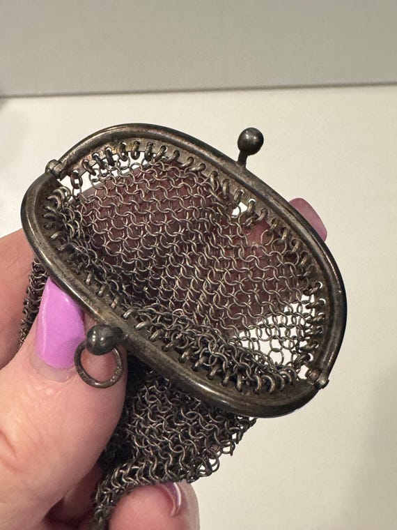 Antique Silver 800 chainmail Victorian coin purse. - Gem