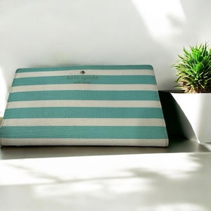 Kate spade blue and white classic stripe wallet.