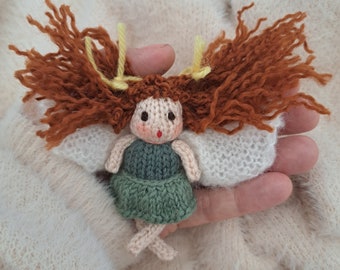 Tiny Knitted Mystical Fairy, 10cm, toy. cute. one of a kind. fall in love.