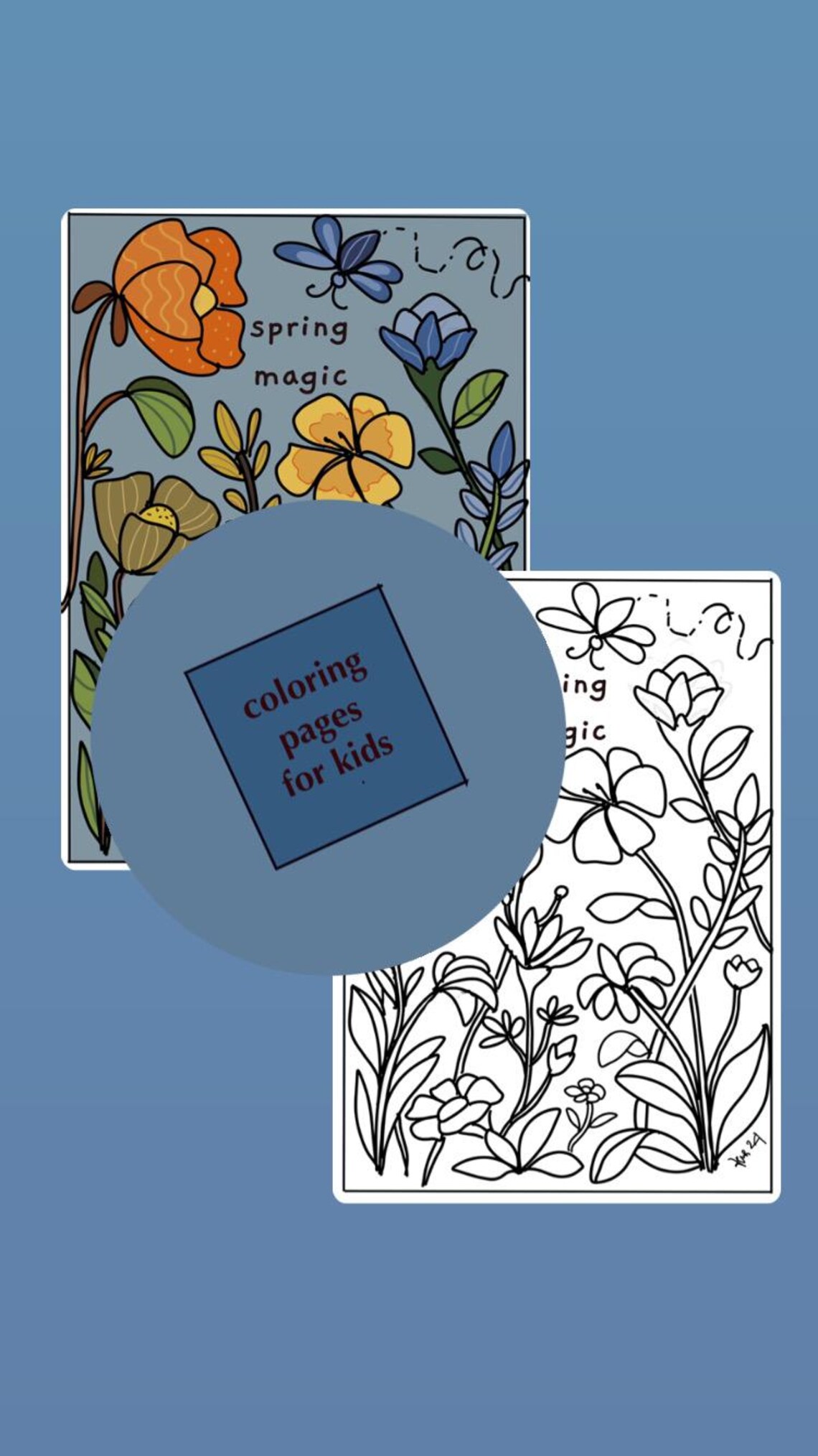 Kids Spring Flower Coloring Pages: Printable Illustrations (PDF File ...