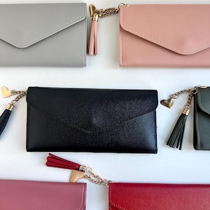 Billetera triple con separadores: cuero vegano / Billetera minimalista