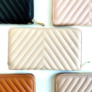 Cartera estética sencilla / Cartera con cremallera y separadores - Patrón de chevrones