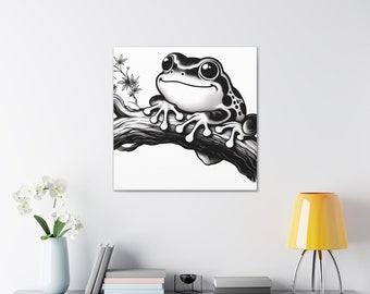 Cute Frog Art, Japanese Poster, Frog Art,  Frog Poster Print, Cute Wall Art,  Home Decor, Animal Prints, Frog Illustration, Gift Idea