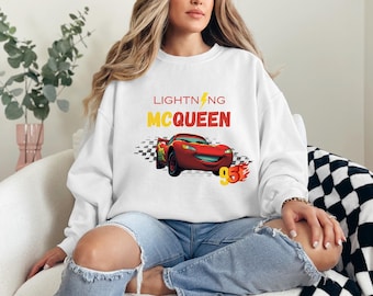 Sudadera con capucha Vintage Lightning Mcqueen, sudadera Mcqueen, sudadera con capucha de Disney Cars, sudadera de vacaciones familiares de Cars, camisa de tierra de Cars Mcqueen, amante de los autos
