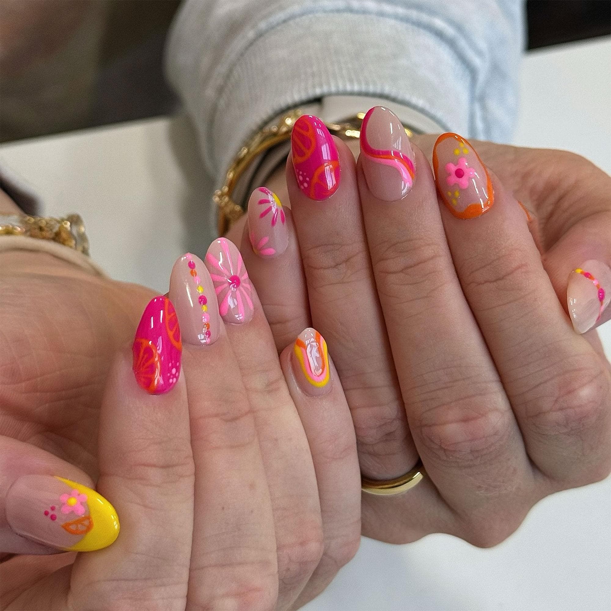 Vibrant Neon Minimalist Short Gel Nails