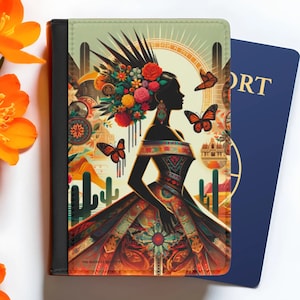Mexikanische Königin Passhülle - Reisebrieftasche - Finale Fiesta Brautjungfern Geschenke - Dia de los Muertos - Mexikanische Kultur Geschenk