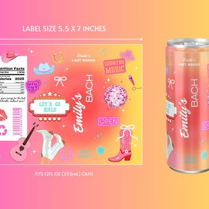 Mall för etiketter för energidryck till svensexa - Canva, anpassningsbart Alani-klistermärke för möhippa, svensexapresent - DIGITAL NEDLADDNING bild 3