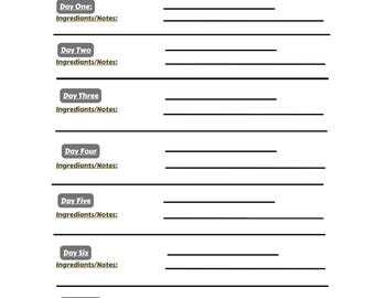 Camping Dinner Menu Planner Printable - 7 Day Meal Planning Sheet for RV & Campground Cooking