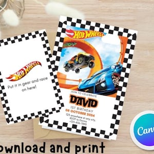 Editable Hot Wheels Invitation, Race Car Birthday Party Template, Hot Cars Birthday Invite, Kids Printable Birthday Invitation