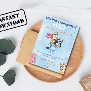 Kids Editable Bluey Birthday Invitations Template, Printable Birthday Party Invitations, Digital  Party Invite Template, Boys & Girls Invite
