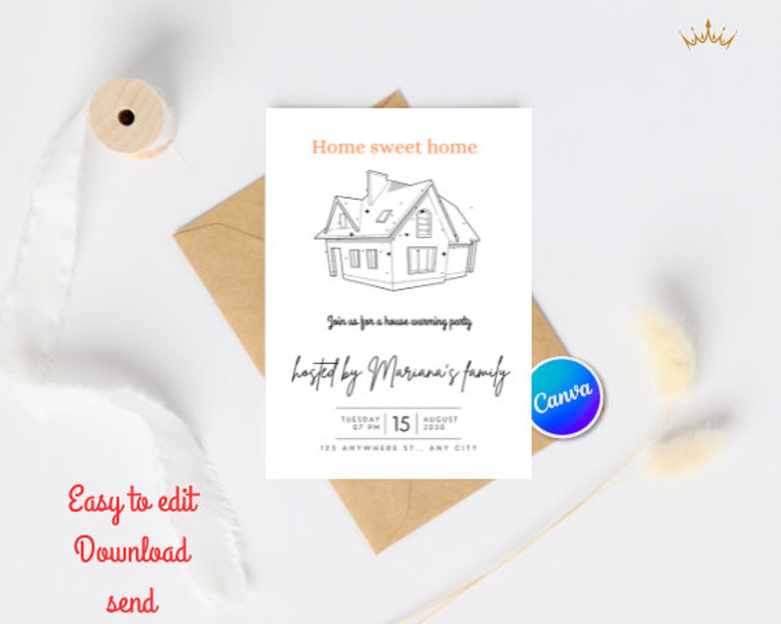 Editable House Warming Invitation, House Warming Card, Customizable in ...