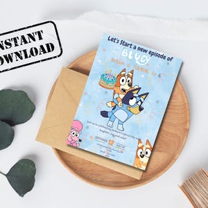Kids Editable Bluey Birthday Invitations Template, Printable Birthday Party Invitations, Digital  Party Invite Template, Boys & Girls Invite