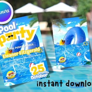Pool Party Invitation, Iphone Invitation, Neon Evite, Text Invitation, Summer Swimming Pool Party sms, Smartphone, Mobile, Electronic Invite