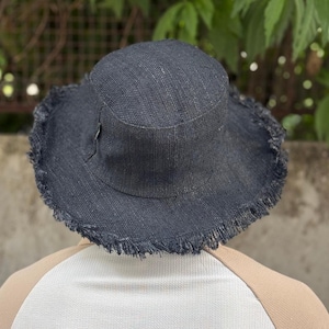 Hemp Sun Hat | Frayed Edge Festival Hat | Handmade Eco Wide Brim Hat | Unisex Packable Travel Hat | Boho Summer Headwear