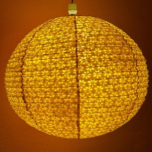 Handmade Golden Yellow Flower Paper Lampshade – 50cm Boho Eco Ceiling Light Shade – Lokta Pendant Light – Natural Home Decor