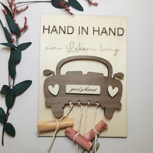 Geldgeschenk Hochzeit, Hochzeitsauto, Geldgeschenk, Auto, Holz mit Lasergravur