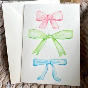 Tarjeta de lazos de acuarela - Tarjeta de felicitación neutra, pintada a mano y para cualquier ocasión
