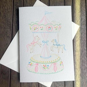 Blumenkarussel | Original handgemalte Aquarell Grußkarte