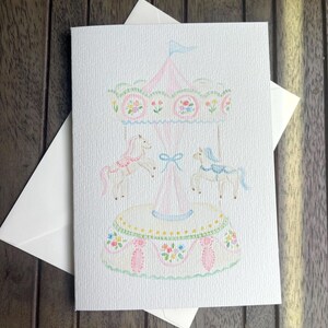 Floral Carousel | Original Hand Painted Watercolor Greeting Card