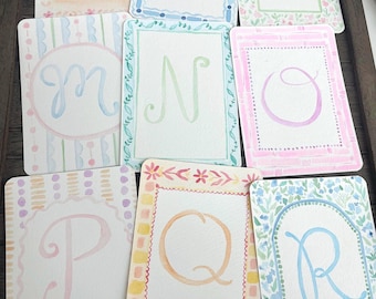Hand Painted Monogram Postcard | Watercolor Initial A-Z