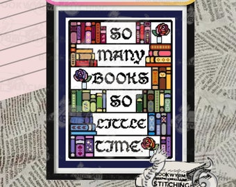 RAINBOW Bookshelf Cross Stitch Pattern "So Many BOOKS, So Little  Time" - Colorful Bookshelf Create Your Own Library BookNerd Book Lover TBR