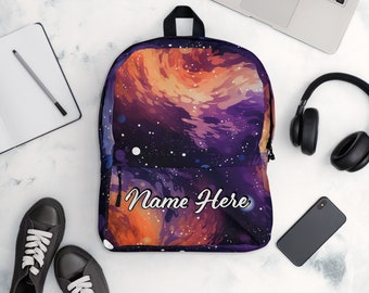 Personalized Galaxy Backpack, Custom Name Space Rucksack, Customized Universe Pack, Personalized Nebula School Bag, Stars Backpack, Starry