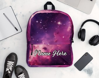 Gepersonaliseerde Galaxy-rugzak, aangepaste naam ruimterugzak, aangepast universumpakket, gepersonaliseerde Nebula-schooltas, sterrenrugzak, sterrenhemel