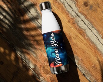 Gepersonaliseerde Galaxy Steel Water Bottle, Custom Name Space Drink Bottle, Customised Universe Drinkware, Space Travel Bottle, Nebula Bottle