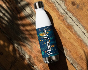 Bottiglia d'acqua in acciaio Galaxy personalizzata, bottiglia per bevande spaziali con nome personalizzato, bicchieri personalizzati per l'universo, bottiglia per viaggi spaziali, bottiglia Nebula