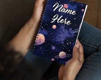 Gepersonaliseerde Galaxy Spiral Notebook, Custom Name Space Journal, Aangepast Universe Dagboek, Nebula Notebook, Kosmische Schets, Astrologie Notebook