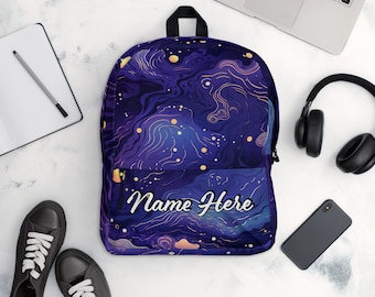 Personalized Galaxy Backpack, Custom Name Space Rucksack, Customized Universe Pack, Personalized Nebula School Bag, Stars Backpack, Starry