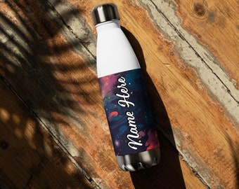 Personalized Galaxy Steel Water Bottle, Custom Name Space Drink Bottle,  Customized Universe Drinkware, Space Travel Bottle, Nebula Bottle