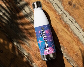 Personalized Galaxy Steel Water Bottle, Custom Name Space Drink Bottle,  Customized Universe Drinkware, Space Travel Bottle, Nebula Bottle