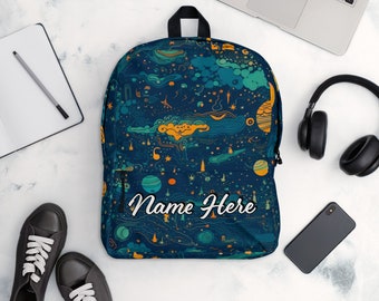 Gepersonaliseerde Galaxy-rugzak, aangepaste naam ruimterugzak, aangepast universumpakket, gepersonaliseerde Nebula-schooltas, sterrenrugzak, sterrenhemel