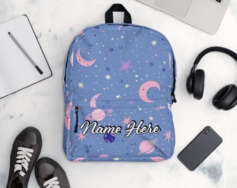 Personalized Galaxy Backpack, Custom Name Space Rucksack, Customized Universe Pack, Personalized Nebula School Bag, Stars Backpack, Starry